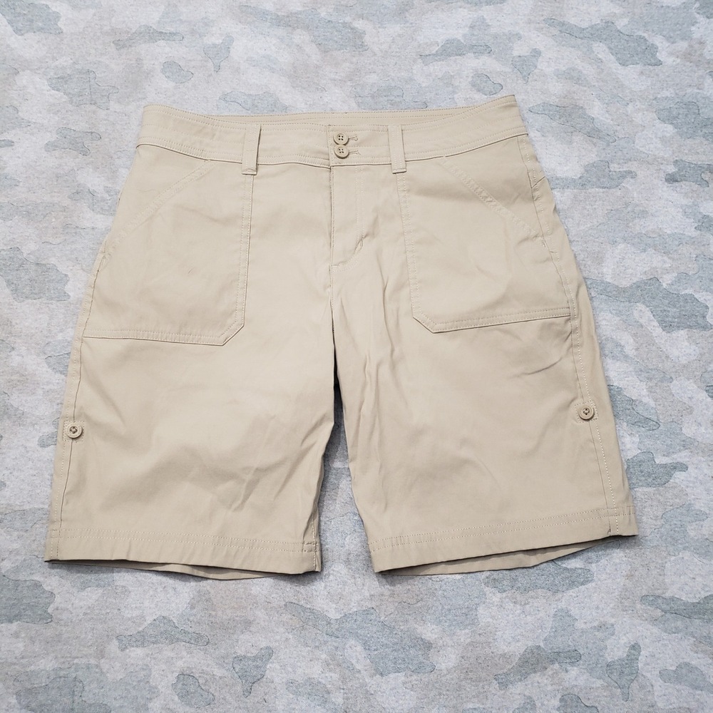 Eddie Bauer Shorts Women 8 Tan Hiking Outdoor Pockets Trail Camp